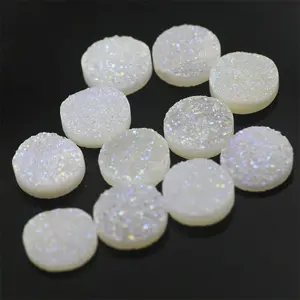 wholesale raw precious round drusy flat back beads natural cabochon loose gemstone druzy agate stone jewelry for sale