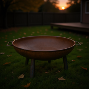 Brasero en acier D0100HHRXUP 26.6x22.8x8.9 po, rustique, pour extérieur, à bois, autoportant, marron, écologique - Product Image 2