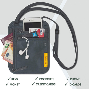 Porta Pasaportes Ultra Delgado con Bloqueo RFID, Bolsa de Cuello para Viaje y Bolsa para Teléfono con Forro de Nailon - Product Image 3