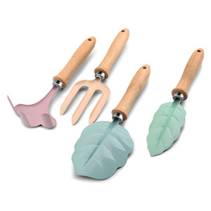 Children's Garden <b>Tool</b> Set Soil Digger Shovel Rake Leaf Design Lightweight Manual For Planting Flower Gardening Kids Use - Product Image 4