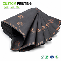 Papier de soie noir personnalisé en gros avec monogramme circulaire pour emballage de boîtes cadeaux, impression de papier de soie et ensembles d'emballage pour usage en vrac