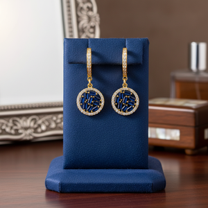 Sapphire Baguette Stone with Zircon Stone Round <b>Dangle</b> <b>Earrings</b> Turkish Handmade Wholesale Silver Jewelry 925 Silver <b>Earrings</b> - Product Image 3