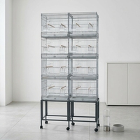 Cage à oiseaux en métal, grande cage à perroquets, portable, durable, avec revêtement en poudre, réglable, facile à assembler, design simple et solide