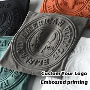 Camiseta con Logotipo en Relieve Oem para Hombre, Camiseta de Algodón, Talla Grande, Lisa, Gráfica, Personalizada, con Relieve 3D - Product Image 3