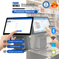 Terminal POS Android Directo de Fábrica, Pantalla Táctil HD de 15.6 Pulgadas, Monitor Dual, Caja Registradora, Impresora de Recibos Integrada, Tienda de Conveniencia