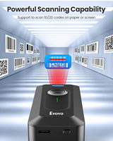Lecteur de codes-barres Bluetooth 2D Eyoyo sans fil avec clip, batterie 2000 mAh avec indicateur de niveau, lecteur de codes QR miniature portable