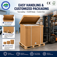 Conteneur de stockage en carton ondulé recyclable de 1000 L avec couvercle