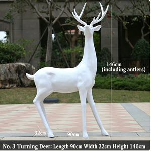 Scultura di Cervo Bianco in Vetroresina Personalizzata per Esterni, Statua di Renna a Grandezza Naturale in FRP per Decorazioni Natalizie di Giardini, Parchi e Centri Commerciali - Product Image 5