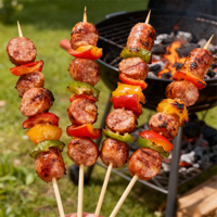 Bâtonnets de barbecue en bambou biodégradables de qualité alimentaire, antiadhésifs, à long manche, pour grillades au charbon de bois, écologiques