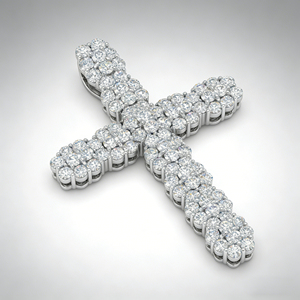 CUSTOM SILVER 10K/14K/18K GOLD PLATED LAB GROWN CVD DIAMOND CLASSIC ENGAGEMENT GIFT SWEATER <b>CHAIN</b> NECKLACE <b>CROSS</b> PENDANT - Product Image 4