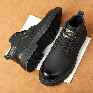 YOUTEN – bottines en cuir véritable pour hommes, bout rond, doublure en peluche, semelle extérieure en caoutchouc antidérapante, bottes de neige chaudes pour l'automne et l'hiver - Product Image 3