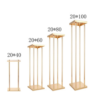 Nuevo Centro de Mesa Geométrico Dorado Electrochapado en Hierro con Cristales Colgantes para Decoración de Bodas - Product Image 2