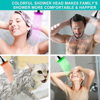 Pommeau de douche réglable haute pression avec 7 lumières LED clignotantes multicolores, finition chromée, garantie 5 ans