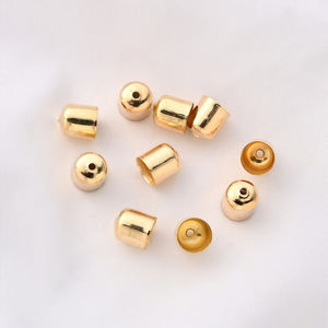 Terminales de borla de hierro redondos chapados en oro para la fabricación de pendientes, componentes de joyería, tamaño 8mm SK-09 - Product Image 1