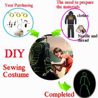 Nouveauté EL fil bricolage LED vêtements de danse accessoires de vêtements lumineux pour scène Performance Costume Flexible nouvel an fête fournitures