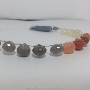 10มม. หินมูนสโตนธรรมชาติหลายเหลี่ยมเพชรพลอยฉีกหยดน้ำ Briolette สำหรับทำเครื่องประดับจากผู้ผลิตออนไลน์ DIY - Product Image 1