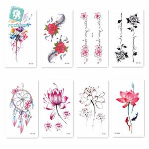 68 motifs de tatouage de lotus différents, <span class=keywords><strong>taille</strong></span> 10,5x6 cm, tatouage temporaire factice, imperméable, lavande, petite rose, autocollant de tatouage - Product Image 5