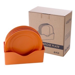 Low Price Orange Blue Green Yellow Round Plastic Dinner Plate with Rack