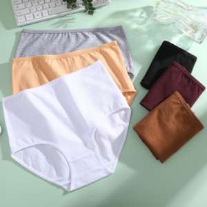 Женские хлопковые бесшовные трусы с высокой талией - Product Image 6