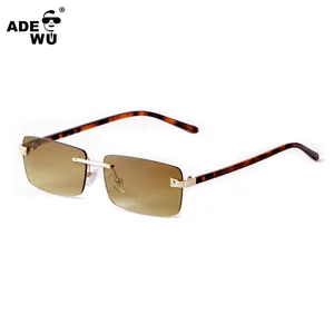 Ade Wu sty9089 mới nhất 2024 thời trang cổ điển không khung Sun Shades Khung nhỏ không có vành hình chữ nhật phụ nữ Kính mát