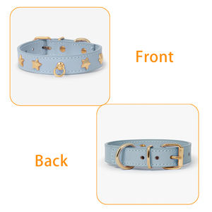 제조 업체 사용자 정의 내구성 비건 애완 동물 Pu 세트 개 가죽 스타 리벳 칼라 핸즈프리 가죽 끈 똥 가방 홀더 금속 후크 - Product Image 2