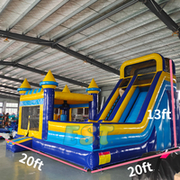 Grande Vente : Petit Château Gonflable Toboggan pour Enfants, Maison de Fête Gonflable d'Extérieur avec Aire de Saut et Glissade Combinées