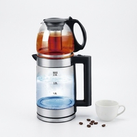 Ensemble de théière électrique turque 2-en-1, bouilloire en verre de 1,8 L et théière en verre de 0,8 L avec infuseur en acier inoxydable, prise EU