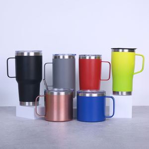 Wholesale Sublimation Blanks 12oz 14oz 16oz 20oz 24oz Double Wall Stainless Steel Custom Coffee Beer Offiec Mug with Lid Handle - Product Image 1