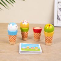 Maison de jeu en bois pour enfants unisexe, cuisine à découper avec cœur et crème glacée à la fraise, jouets de simulation préscolaire DIY