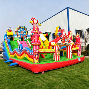 Château gonflable sur le thème du <span class=keywords><strong>cirque</strong></span> avec toboggan, château gonflable commercial en PVC pour les fêtes d'enfants, amusement en plein air - Product Image 2