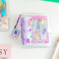 20 feuilles, 40 pochettes, mini album photo de 3 pouces, classeur transparent à 3 anneaux pour photocartes avec pendentif mignon, livre de rangement pour photocartes Kpop