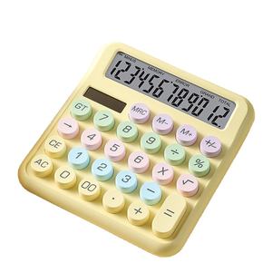 Mayorista Botones Grandes de 12 Dígitos Pantalla LCD Colorido Arco Iris Teclado Mecánico <span class=keywords><strong>Calculadora</strong></span> Solar con Fuente de Alimentación de Batería - Product Image 1