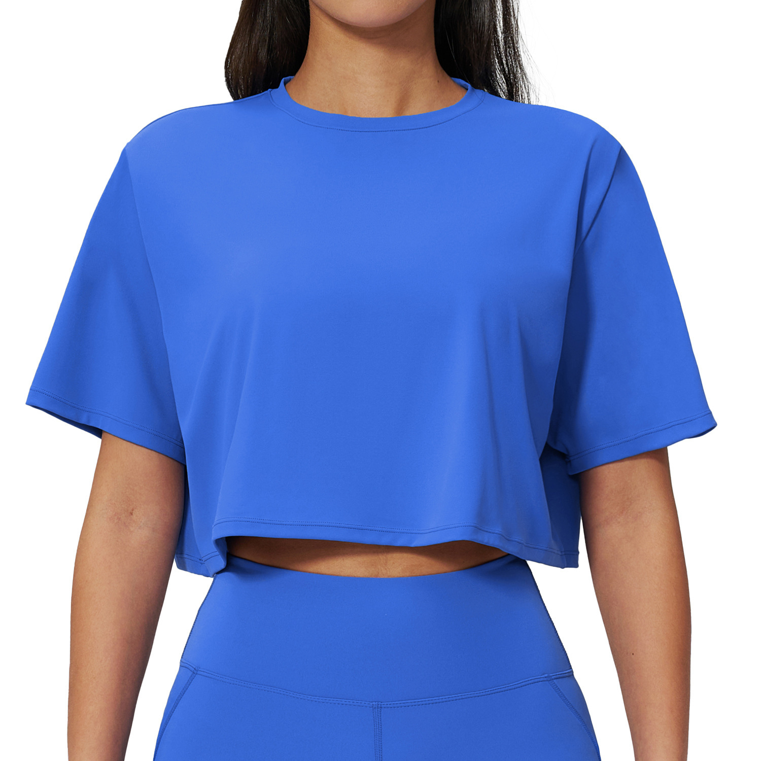Women Round Neck Loose Yoga T-Shirt Tight Comfortable Breathable Fitness Training Yoga Shirts