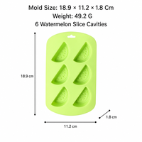 Moule à gâteau en silicone pastèque 6 cavités, antiadhésif, qualité alimentaire, pour tranches de fruits, triangle, outil de cuisson DIY pour desserts d'été et mousses