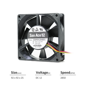 SANYO DENKI San Ace 109P0912H4D01 92*92*25 มม. 12V DC 0.21A เซิร์ฟเวอร์และอุปกรณ์โทรคมนาคมพัดลมระบายความร้อนแบบแกน - Product Image 2
