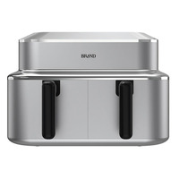 Friteuse à air électrique domestique en acier inoxydable avec panier antiadhésif, contrôle numérique intelligent, cuisson sans huile, forme carrée