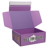 Boîte d'emballage en papier auto-adhésive pour le commerce électronique, boîte à beignets violette, cartons personnalisés, boîtes pliables pour l'expédition, boîtes d'expédition par courrier