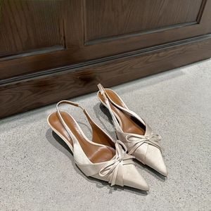 Zapatos de Novia Elegantes y Sensuales con Correa en el Tobillo, Punta Francesa, Tacón Bajo y Lazo, Zapatos de Tacón Alto para Mujer - Product Image 3