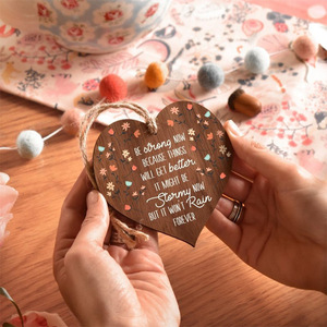 Plaque en bois en forme de cœur en contreplaqué de peuplier, artisanale, style rustique, pour décoration et cadeau de la Saint-Valentin - Product Image 1
