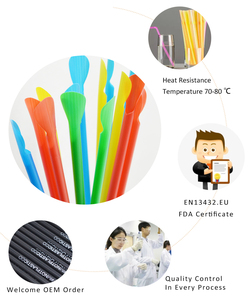 Paille-cuillère biodégradable en PLA 6mm 210mm droite avec embout cuillère pour Bubble Tea, thé aux perles, vente en gros pour bars - Product Image 3