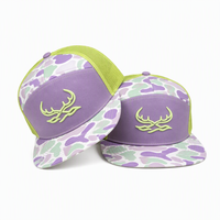 Casquette Trucker Camouflage Violet Lime avec Dos en Maille et Broderie 3D en Relief – Idéale pour la Chasse en Extérieur, Unisexe, Été