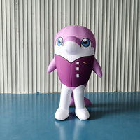 Costume de mascotte interactif gonflable en tissu Oxford durable, motif dauphin de dessin animé super mignon Longgang