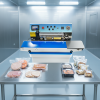 Machine de scellage alimentaire semi-automatique intelligente à injection d'azote et à vide, avec imprimante jet d'encre pour codage de date et bande continue pour l'emballage de sacs
