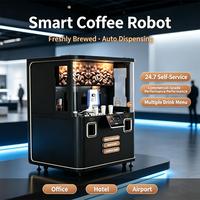 Station de café robotisée entièrement automatique Funkyplay, kiosque de vente de café collaboratif, machine à café en acier inoxydable en libre-service 24h/24