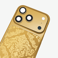 Pour iPhone 17 Pro : Cadre de téléphone plaqué or 24 carats, design de luxe, motif gravé profond, électroplaqué, populaire à Dubaï