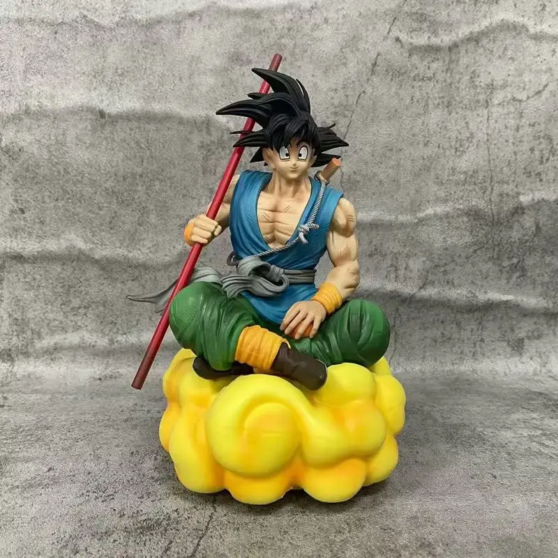 Model tanah liat grosir Model cetak 3D Tujuh Bola Naga duduk Goku Anime Resin patung Goku patung naga klasik