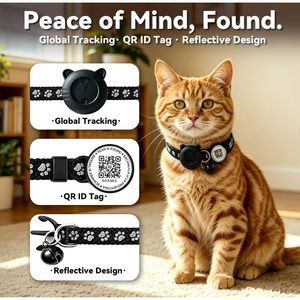 Collar inteligente con rastreador GPS para gatos con código QR, localizador de mascotas a prueba de agua para gatos pequeños a grandes, compatible con Apple Find My - Product Image 4