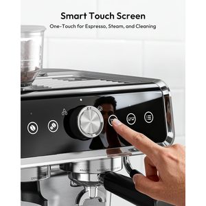 Cafetera espresso con molinillo, 20 bares, acero inoxidable, semiautomática, para uso doméstico - Product Image 5