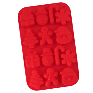 Molde de silicona <span class=keywords><strong>navideño</strong></span> de 14 cavidades Diseño cuadrado con muñeco de nieve Gingerbread Man Candy Cane para chocolate y galletas - Product Image 2