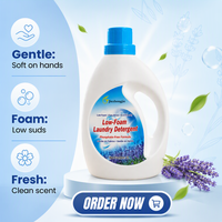 Deterjen Cair Sekali Pakai 2L Aroma Lavender Penghilang Noda untuk Pakaian OEM ODM Label Pribadi Pengiriman Cepat